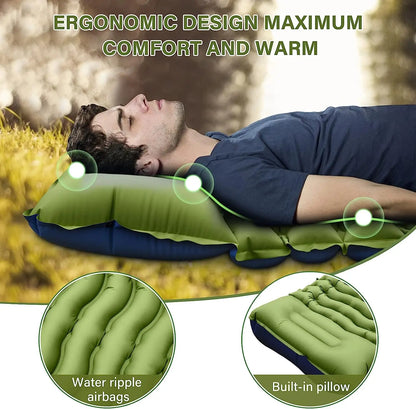 Super Thick 4-inch Inflatable Camping Sleeping Mat with Built-in Pillow and Pump